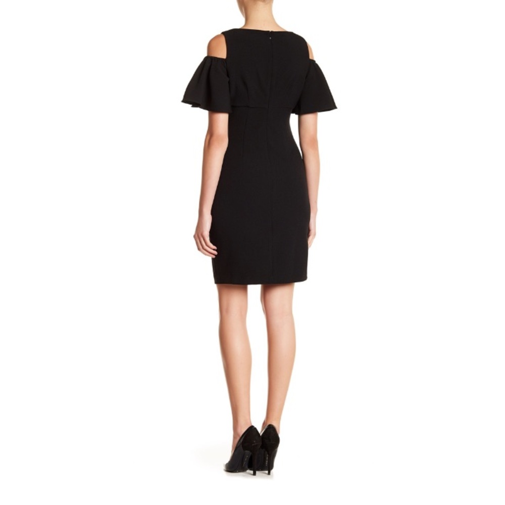 ELIZA J Black Cold Shoulder Ruffle Dress Petite 2P - Picture 2 of 2